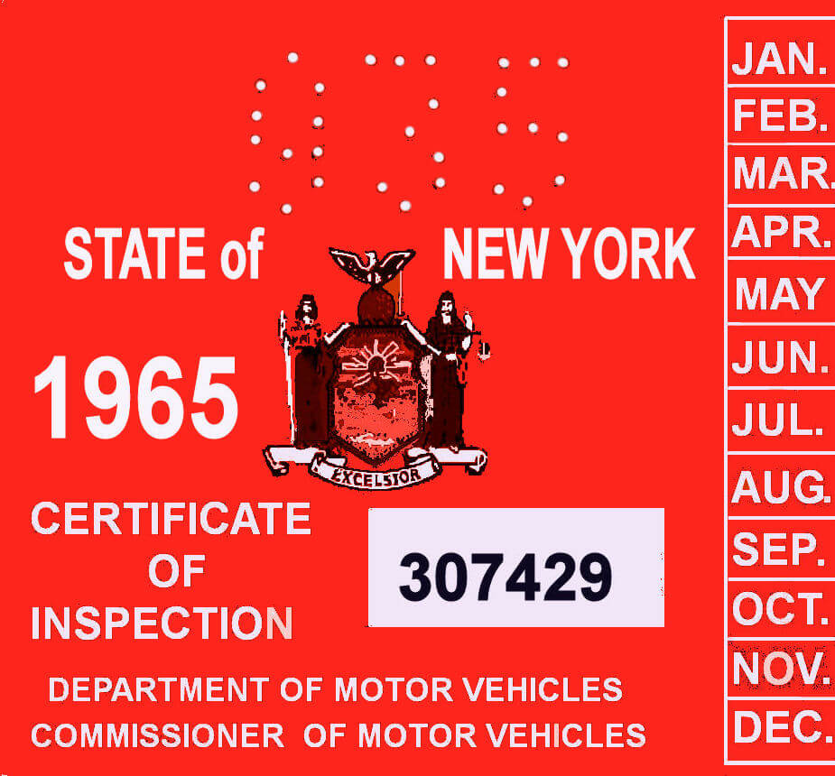 (image for) 1965 New York INSPECTION Sticker